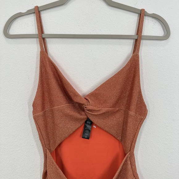 Beach‎ Riot Women's XL Copper Metallic One Piece Swimsuit Cut Out Twist - Picture 3 of 8